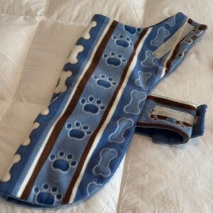 Blue Paw Print Plush Dog Coat